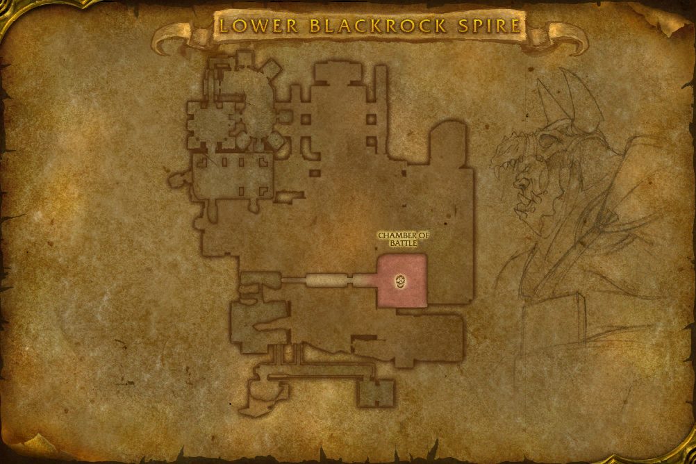 Blackrock Spire map with 3 boss locations