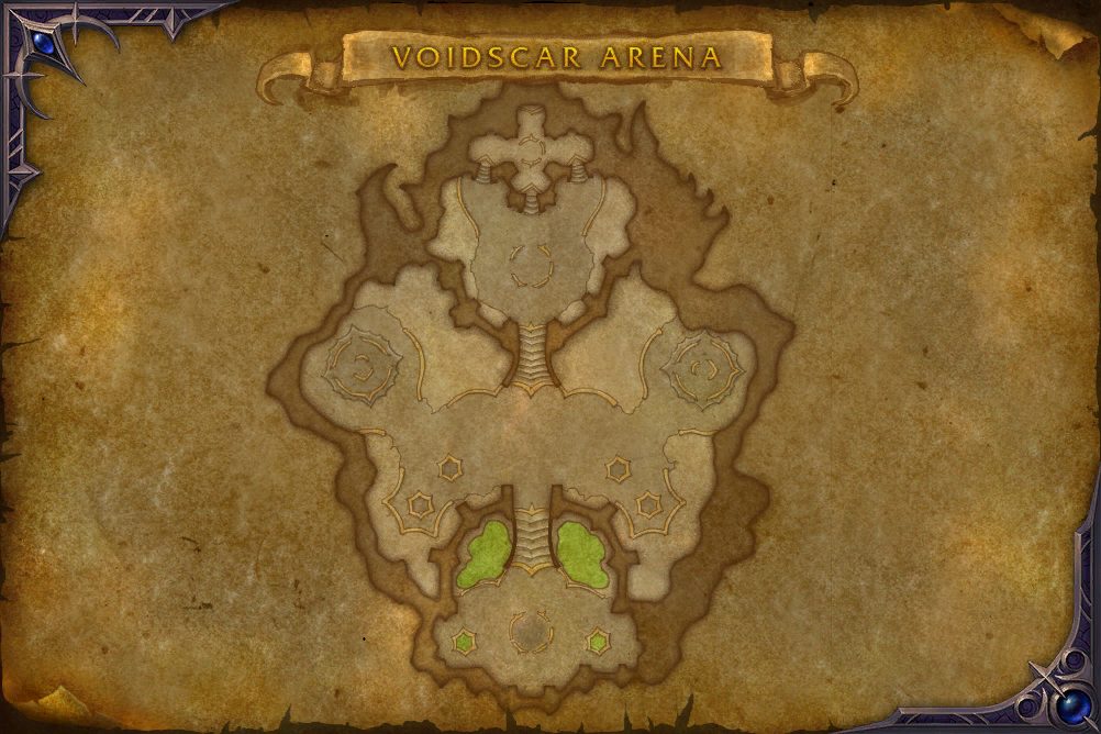Voidscar Arena map with 2 boss locations