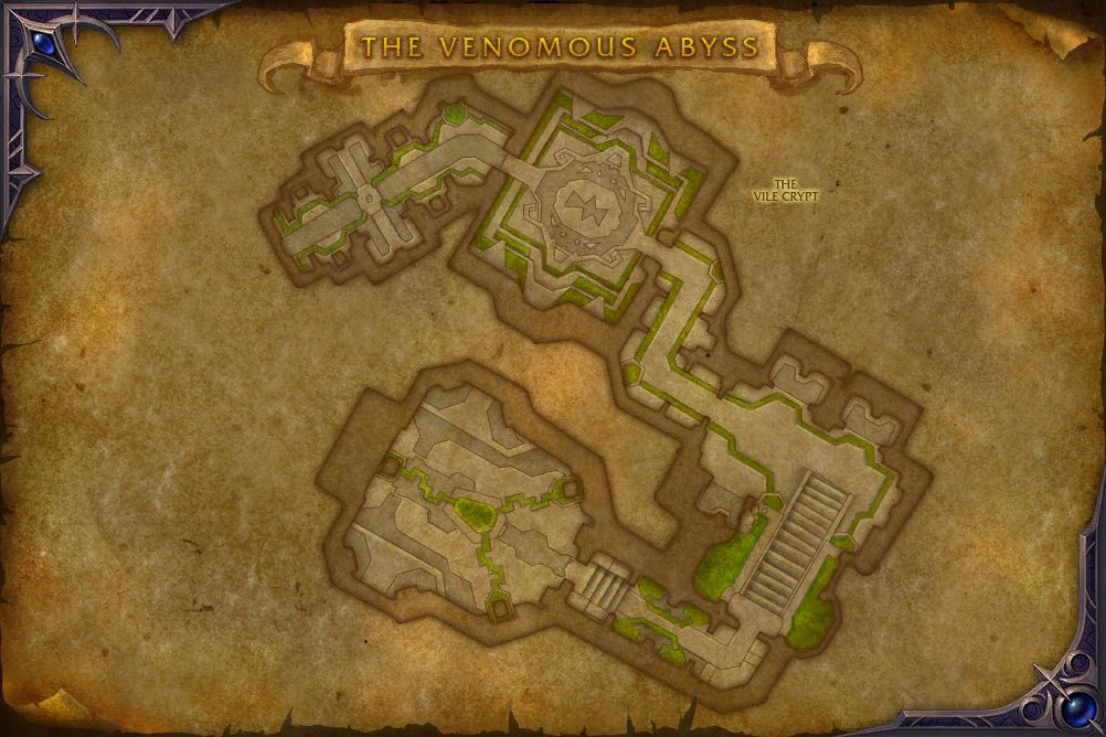 The Venomous Abyss map with 2 boss locations