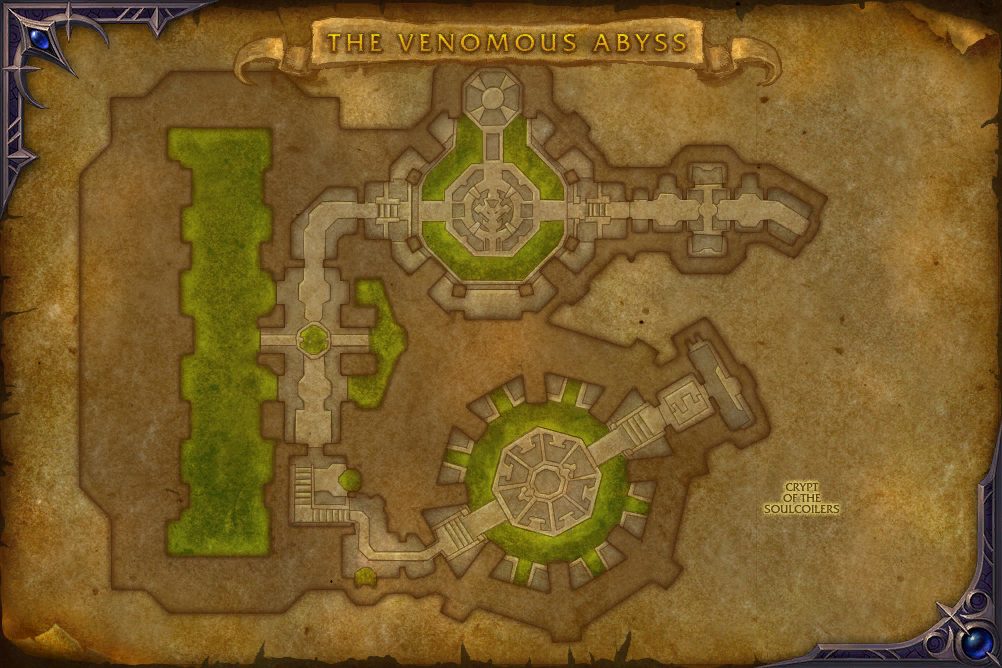 The Venomous Abyss map with 2 boss locations