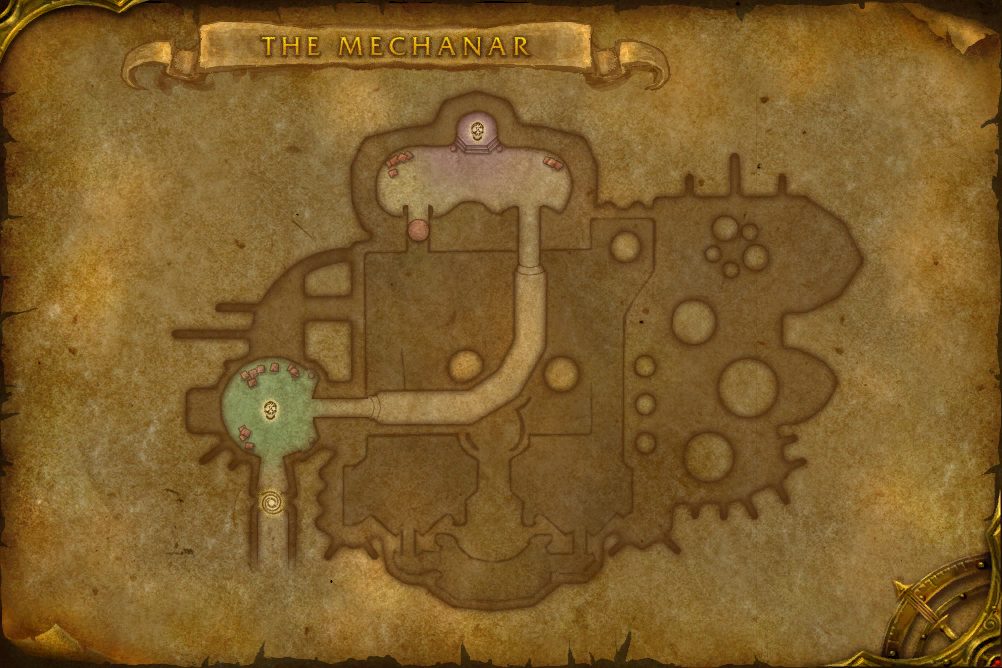 The Mechanar map with 2 boss locations