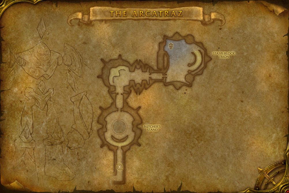 The Arcatraz map with 1 boss location