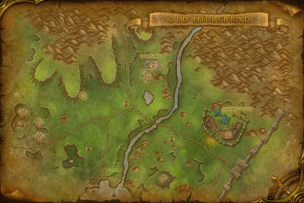 Old Hillsbrad Foothills map with 3 boss locations