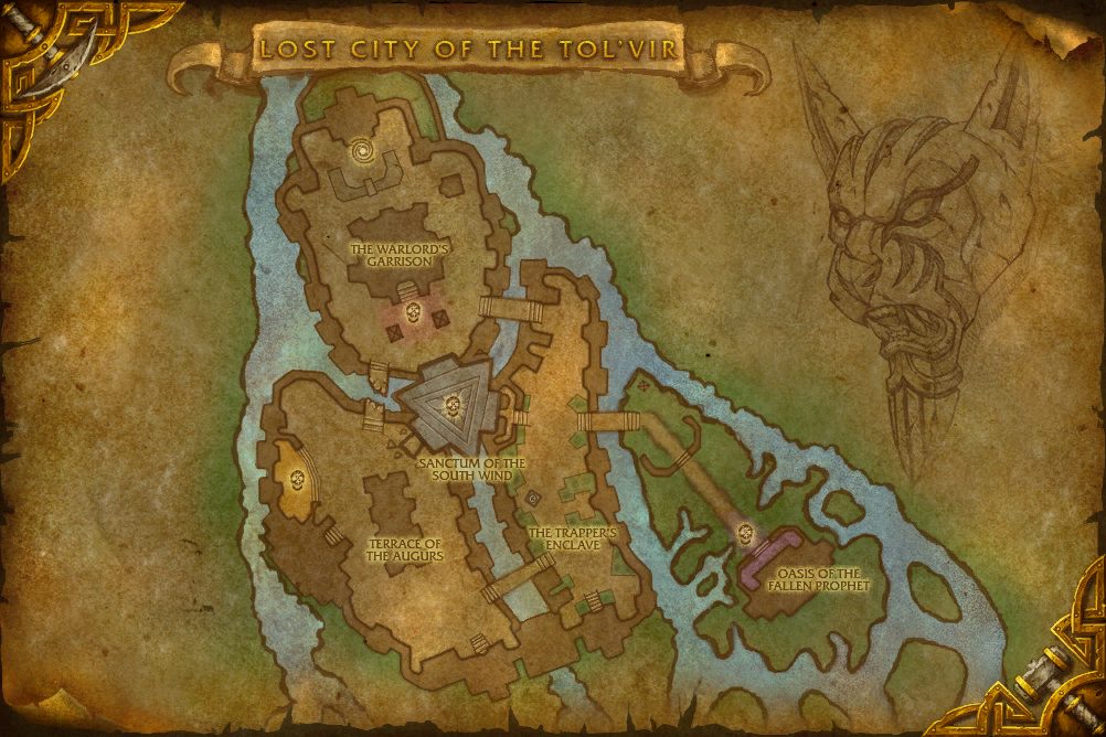 Lost City of the Tol'vir map with 4 boss locations