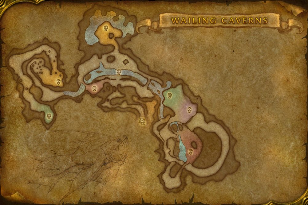 Wailing Caverns map with 8 boss locations