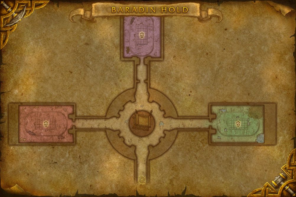 Baradin Hold map with 3 boss locations