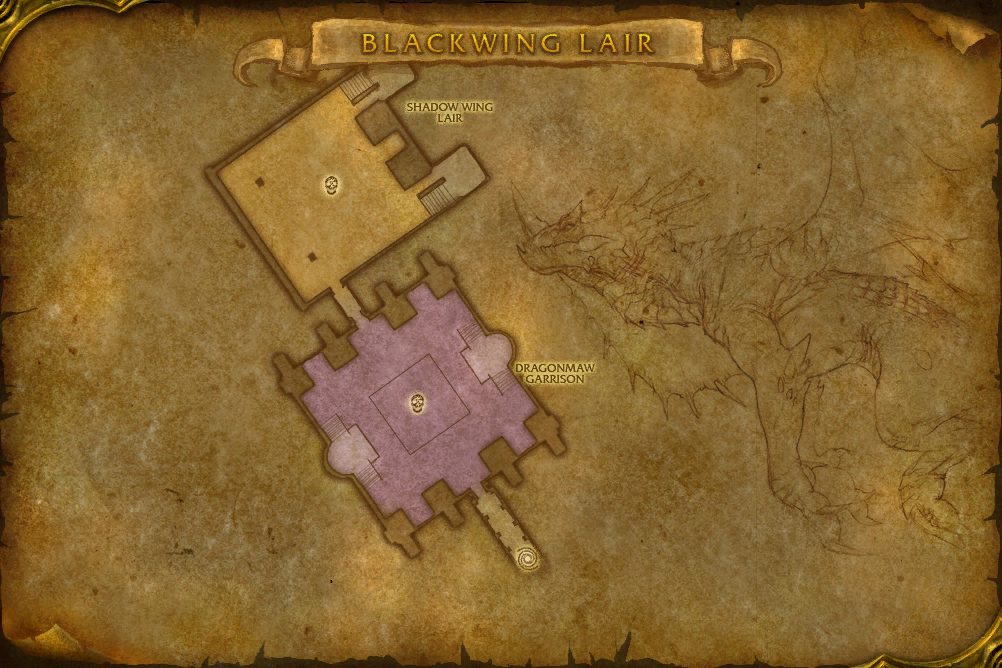 Blackwing Lair map with 2 boss locations