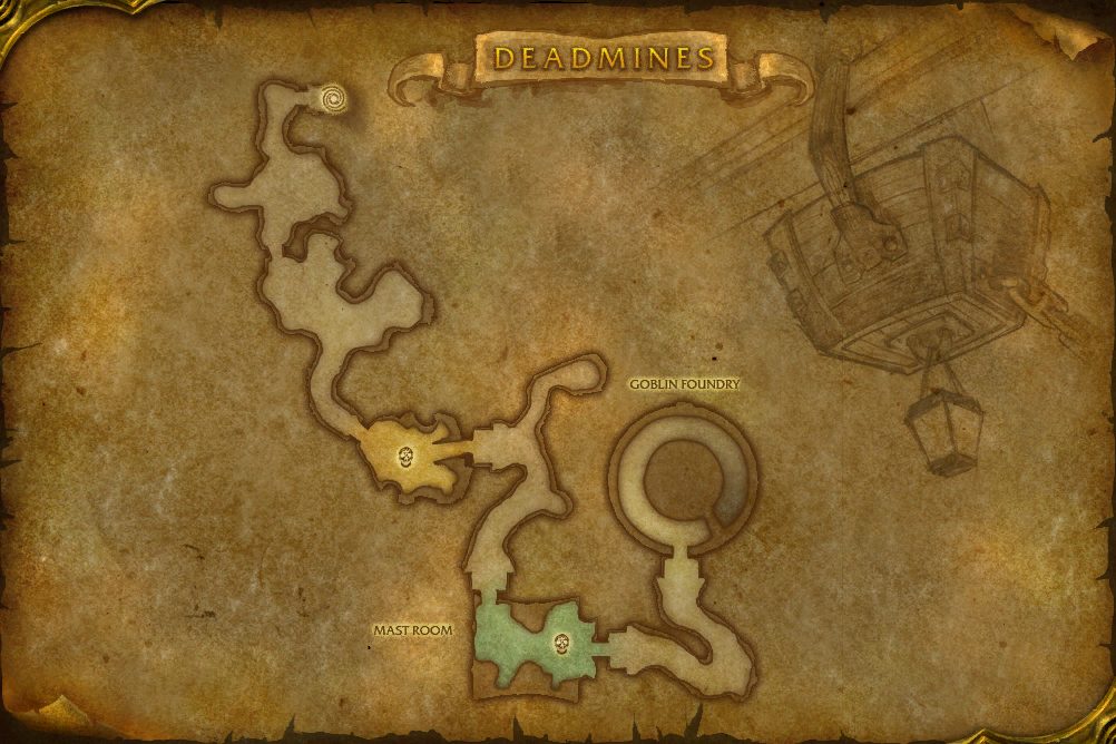 The Deadmines map with 2 boss locations