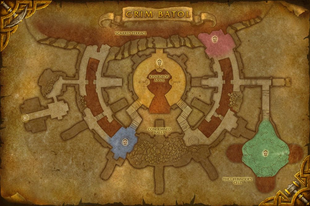 Grim Batol map with 4 boss locations