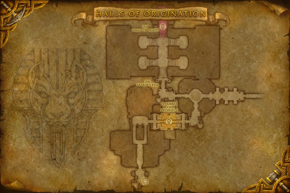 Halls of Origination map with 2 boss locations