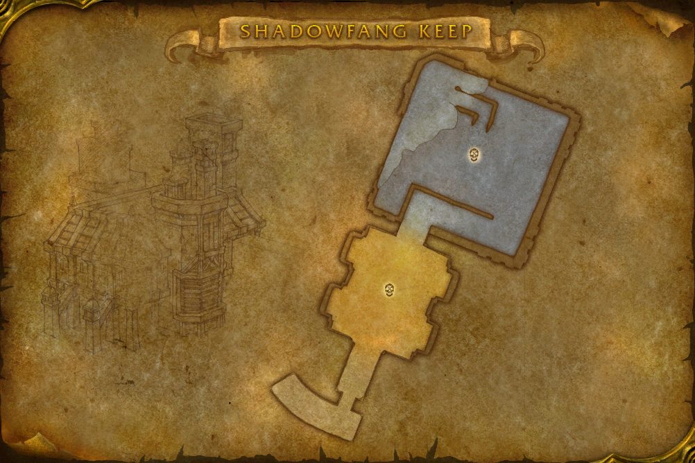 Shadowfang Keep map with 1 boss location