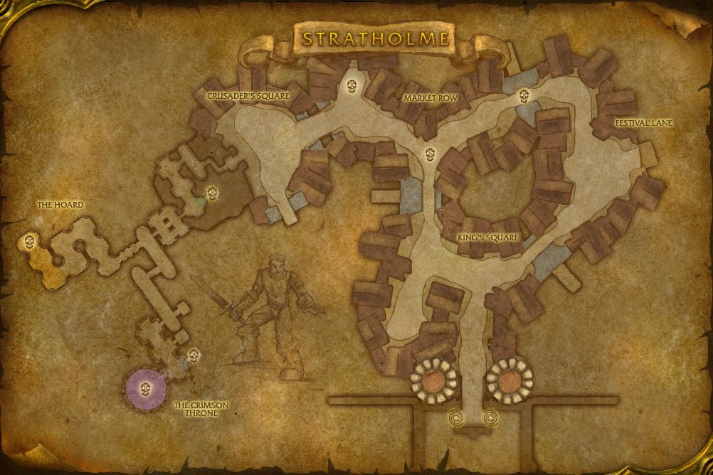 Stratholme map with 7 boss locations