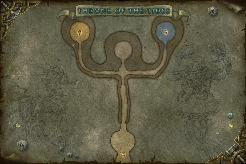 Throne of the Tides map with 2 boss locations