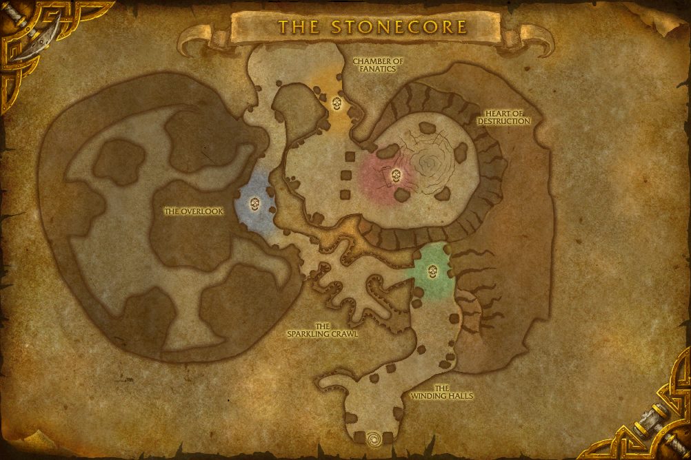 The Stonecore map with 4 boss locations