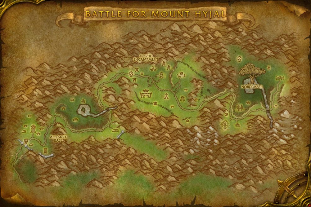 Hyjal Summit map with 5 boss locations