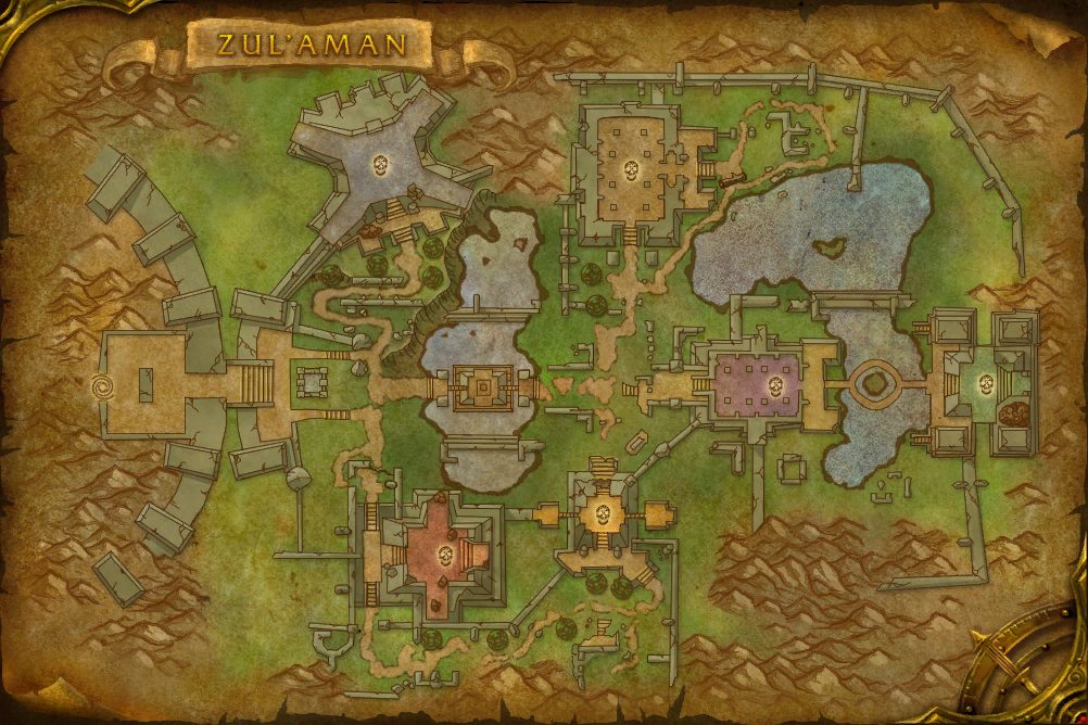 Zul'Aman map with 6 boss locations