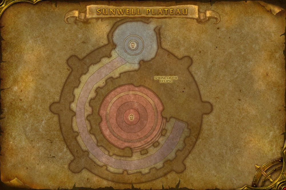 Sunwell Plateau map with 2 boss locations