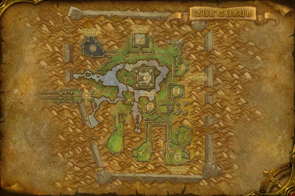Zul'Gurub map with 9 boss locations