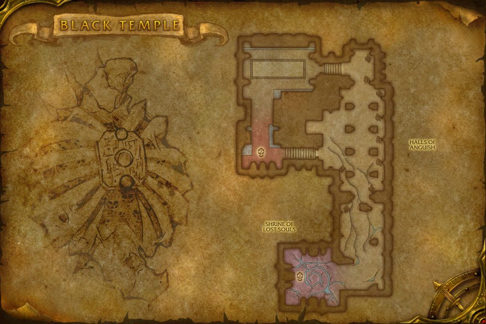Black Temple map with 2 boss locations