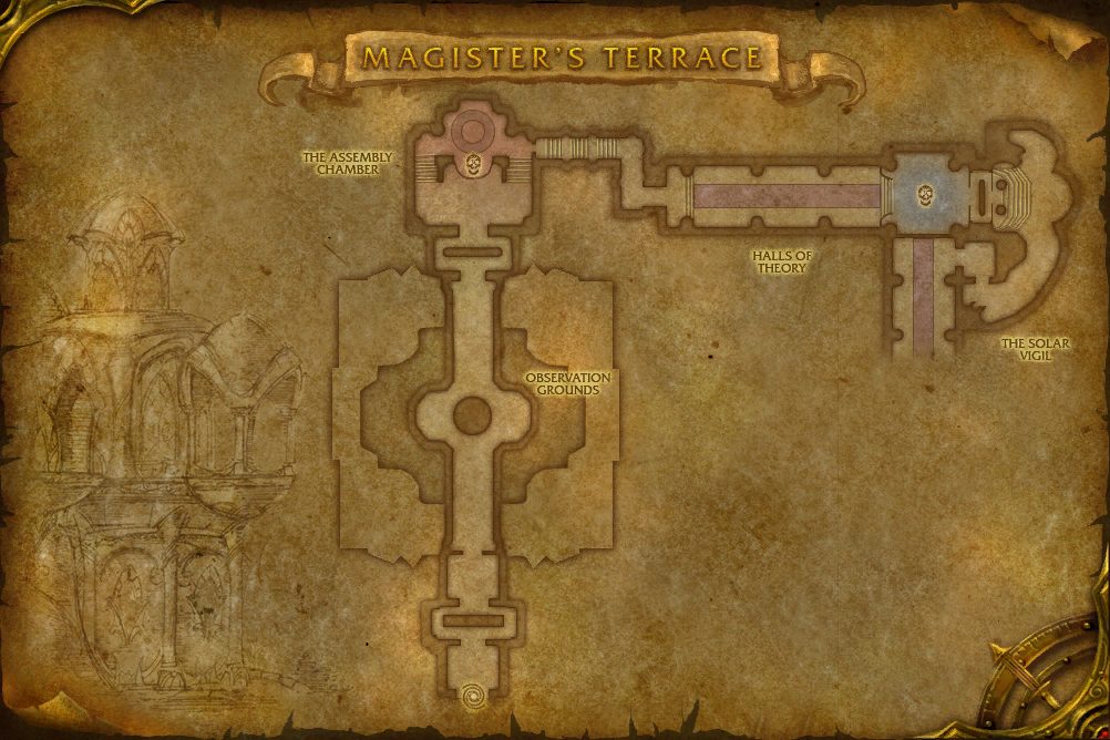 Magisters' Terrace map with 2 boss locations