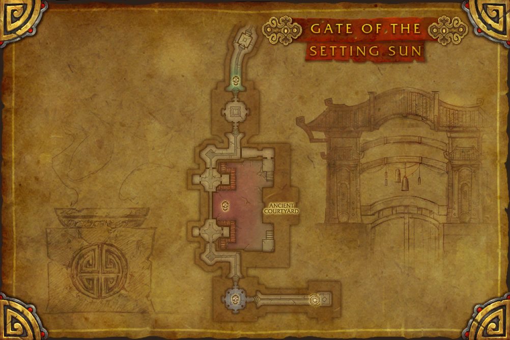 Gate of the Setting Sun map with 3 boss locations