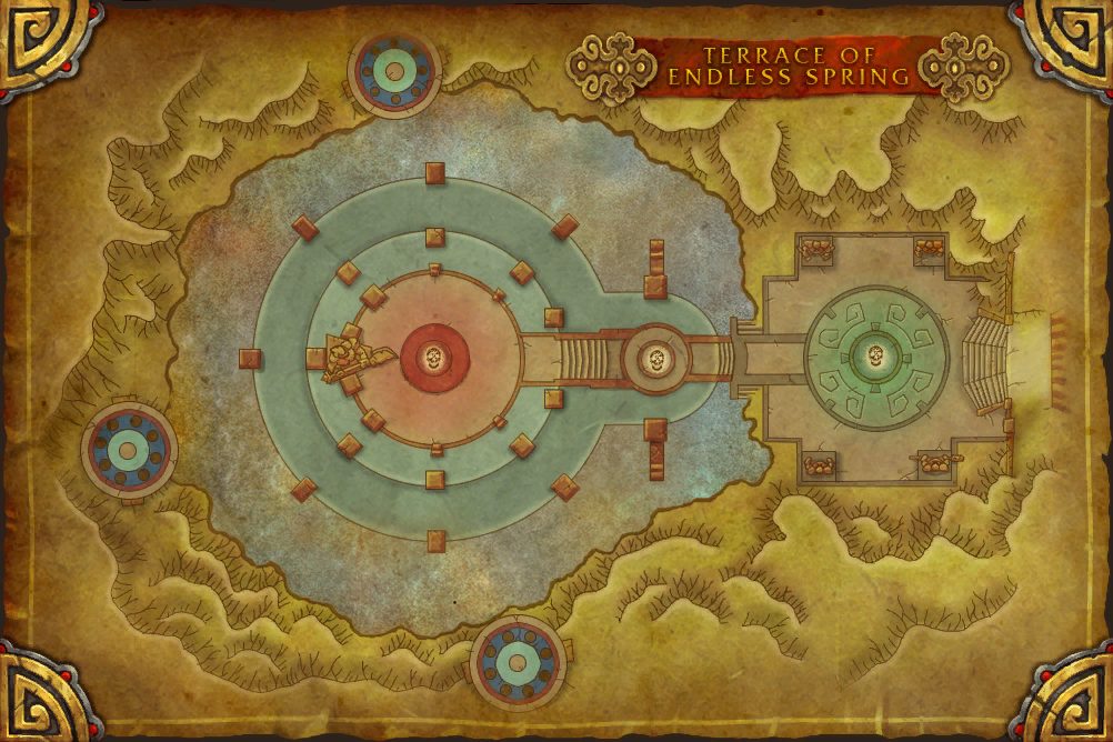 Terrace of Endless Spring map with 4 boss locations