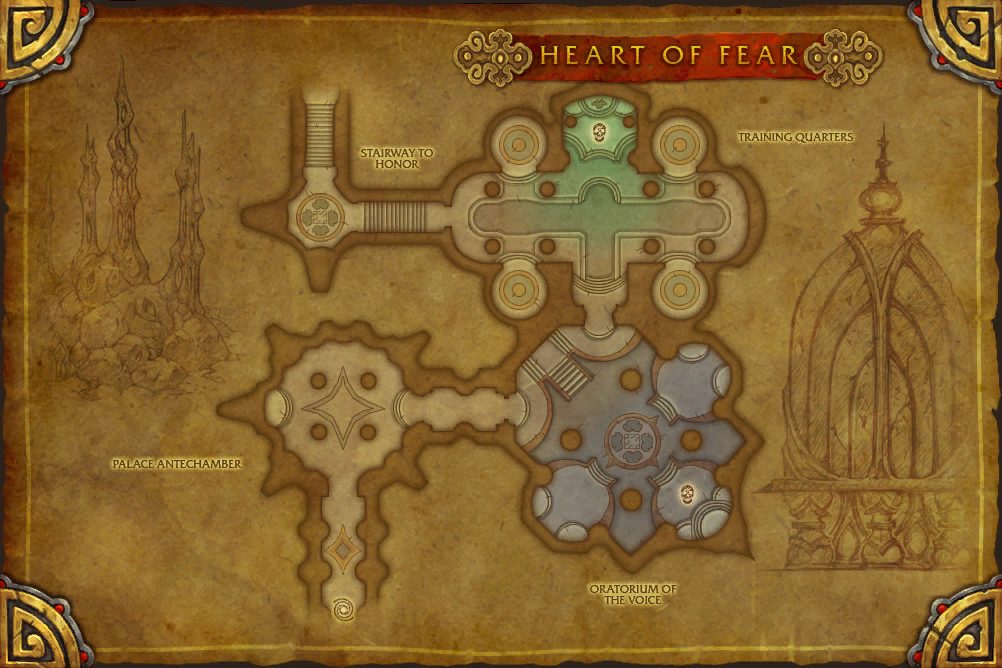 Heart of Fear map with 2 boss locations