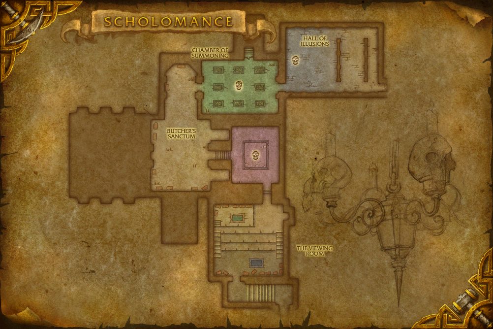 Scholomance map with 3 boss locations