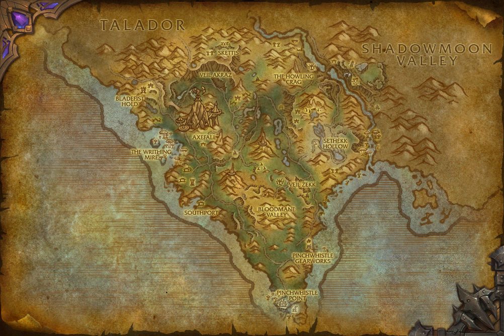 Spires of Arak map with 1 boss location