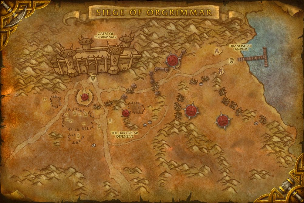 Siege of Orgrimmar map with 2 boss locations