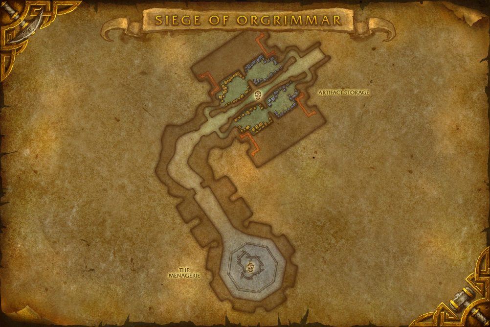Siege of Orgrimmar map with 2 boss locations