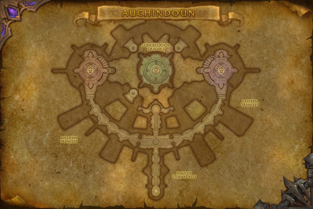 Auchindoun map with 4 boss locations