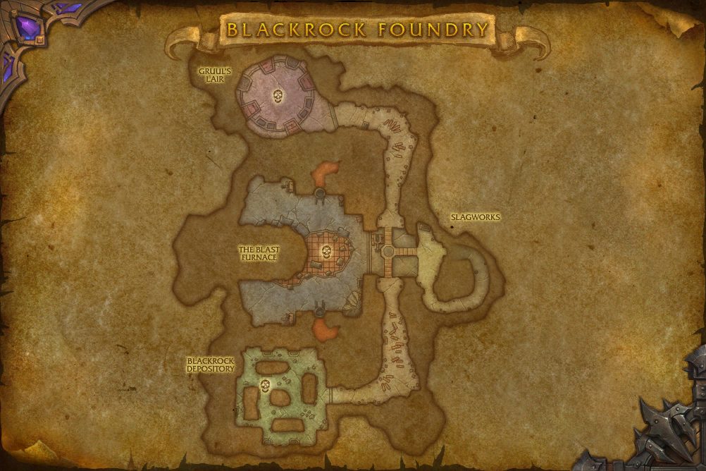 Blackrock Foundry map with 3 boss locations
