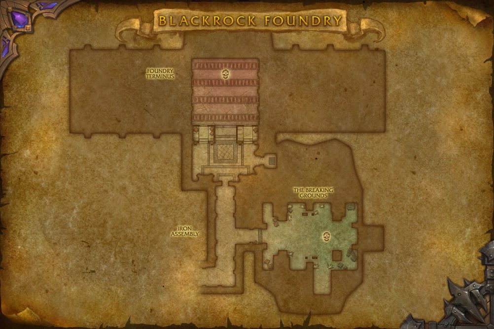 Blackrock Foundry map with 2 boss locations