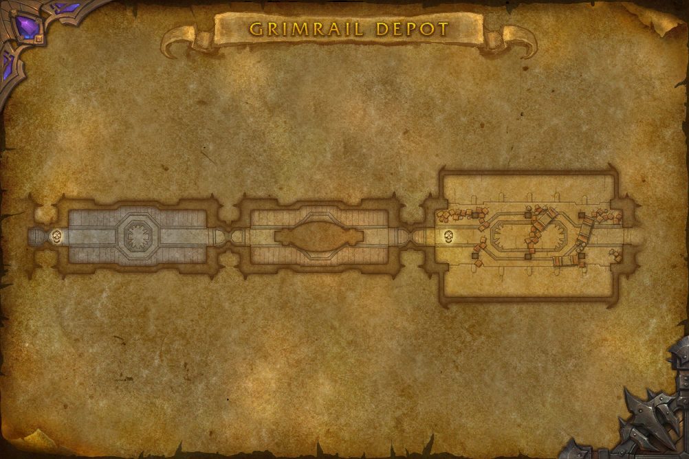 Grimrail Depot map with 2 boss locations