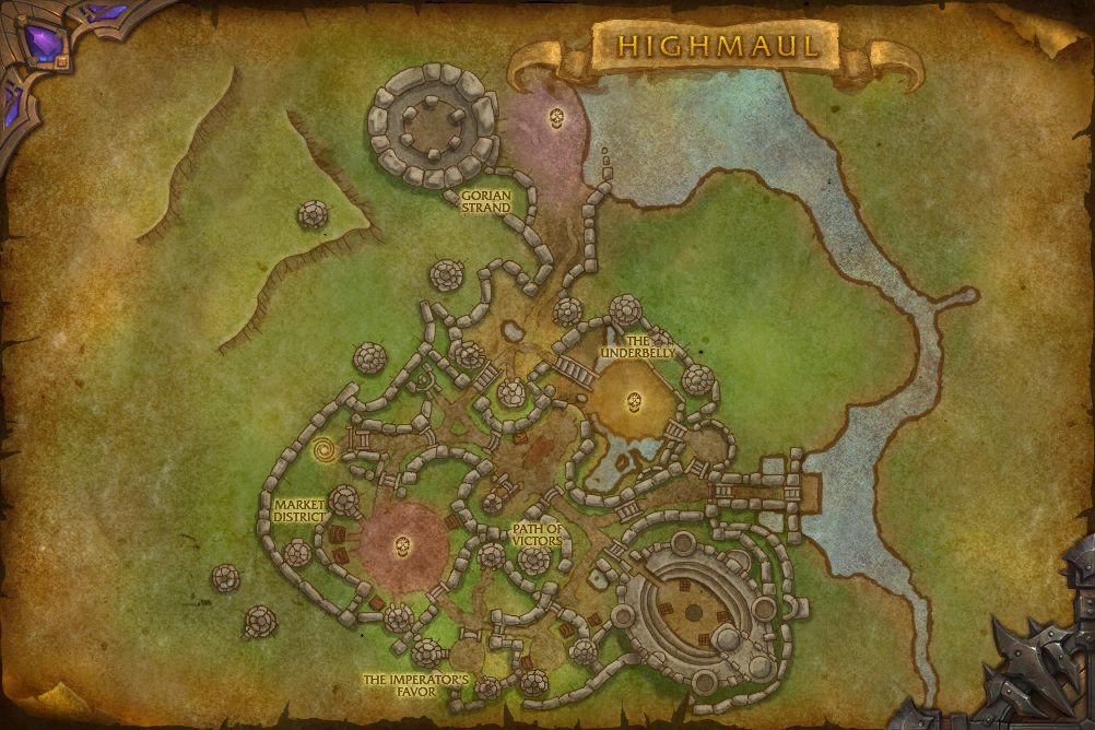 Highmaul map with 3 boss locations