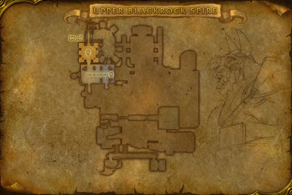 Upper Blackrock Spire map with 2 boss locations
