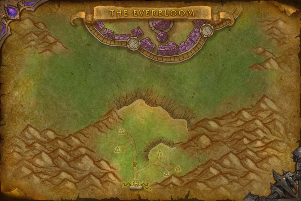 The Everbloom map with 1 boss location