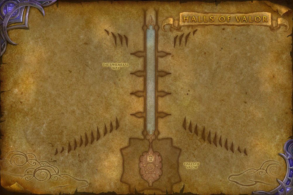 Halls of Valor map with 2 boss locations