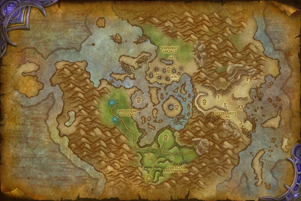 Eye of Azshara map with 5 boss locations