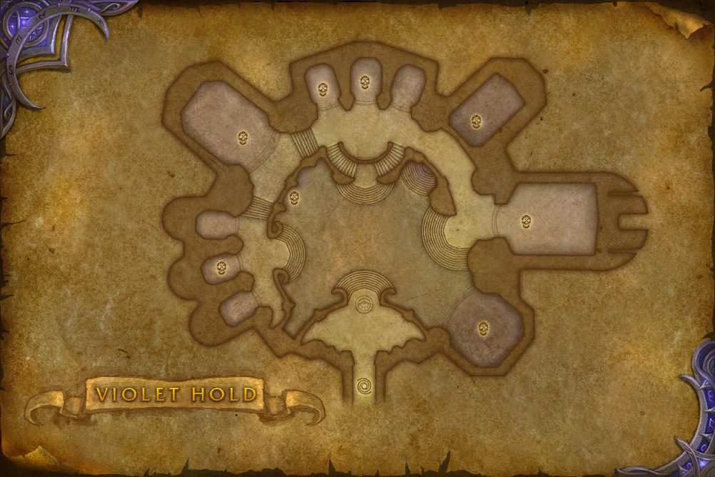 Violet Hold map with 8 boss locations