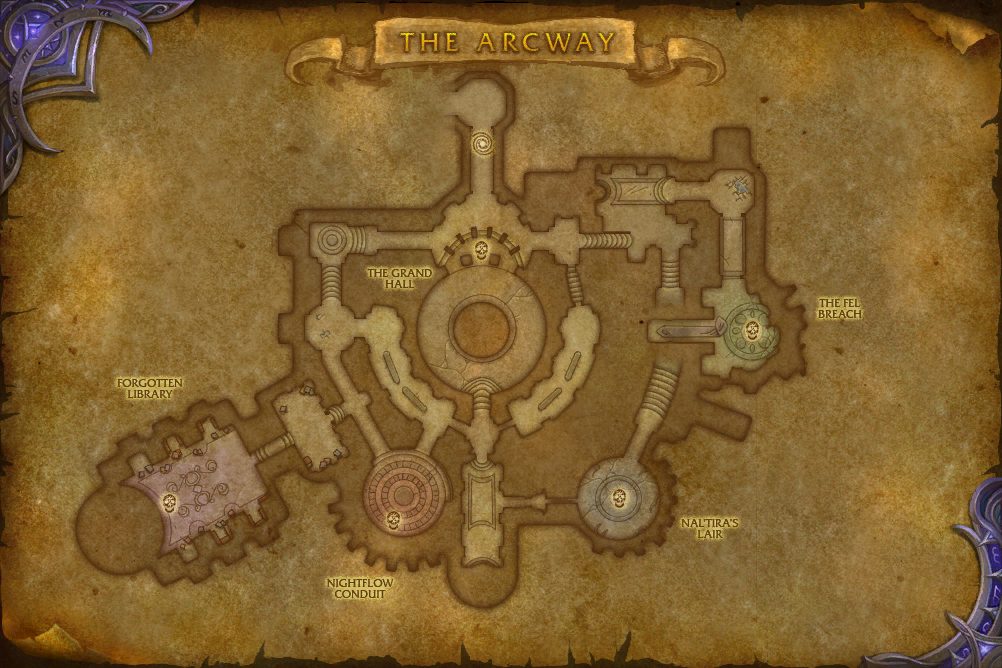 The Arcway map with 5 boss locations