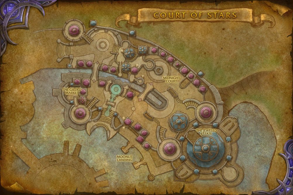 Court of Stars map with 2 boss locations