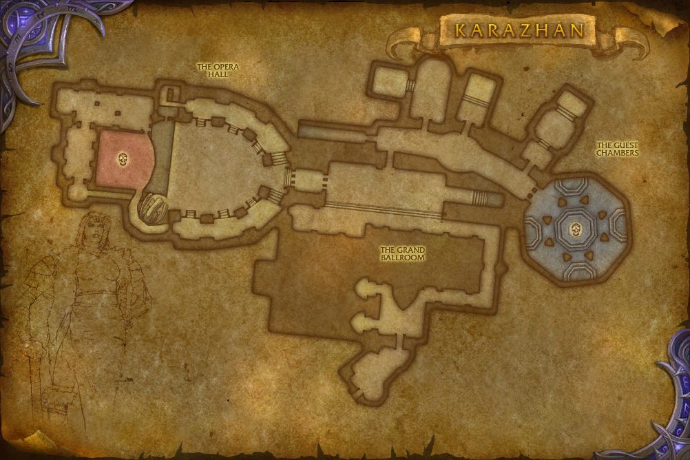 Karazhan map with 4 boss locations