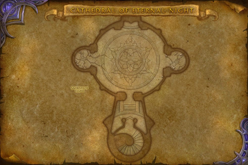 Cathedral of Eternal Night map with 2 boss locations
