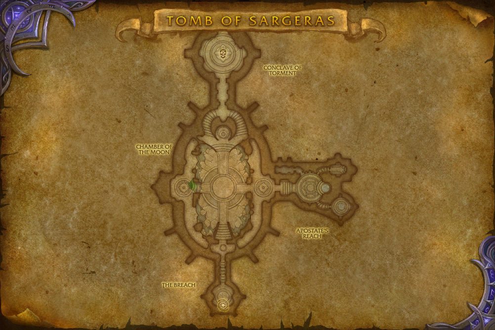 Tomb of Sargeras map with 2 boss locations