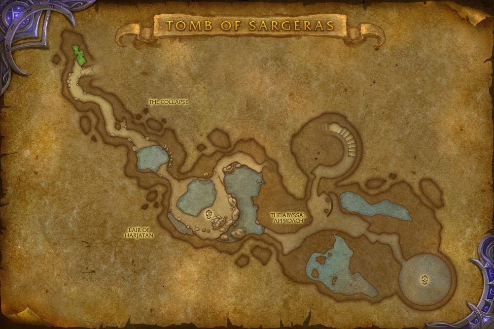 Tomb of Sargeras map with 2 boss locations