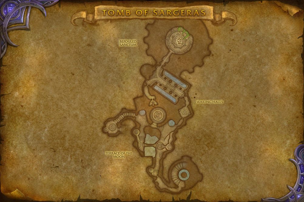 Tomb of Sargeras map with 2 boss locations