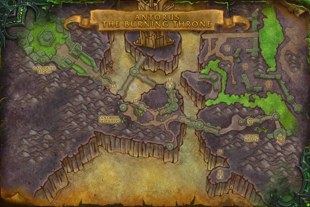 Antorus, the Burning Throne map with 2 boss locations