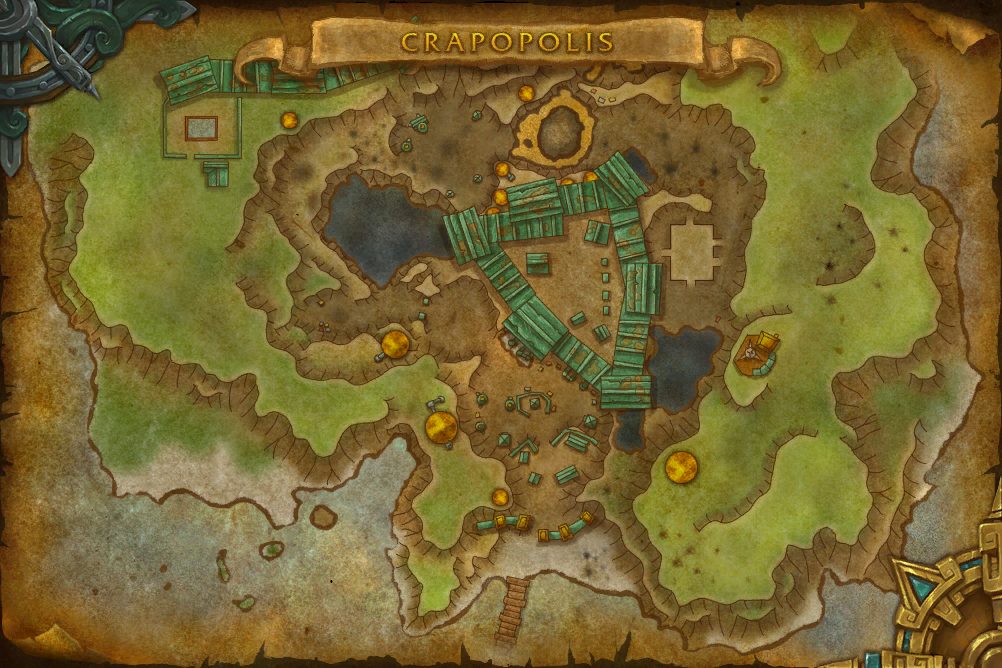 Crapopolis map showing WARNING!! KEEP OUT!!